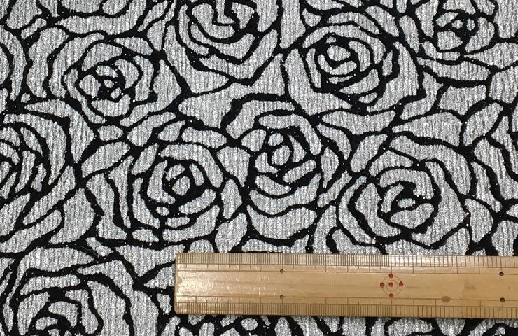 bara-flock】バラ柄 フロッキー×グリッター加工【ドレス 店舗内装飾